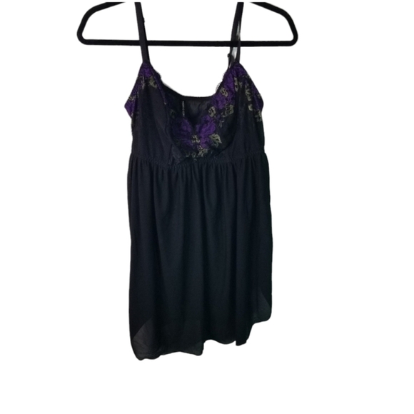 Torrid curve black mesh purple floral babydoll - Picture 1 of 5